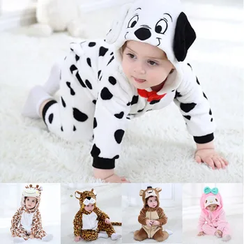 

Baby Boys Girls Onesie Leopard Monkey Dog Rabbit Cosplay Flannel Warm Cute Animal Kids Dog Jumpsuits Pajama Costume Rompers