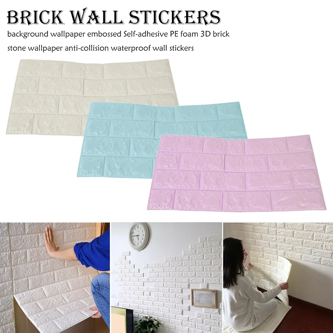 3D Wallpaper DIY Wall Stickers Wall Decor Embossed Brick Stone Wallpaper Room House Poster 60x30x0.8cm Hot Sale PE Foam