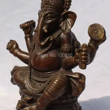 18 СМ Тибетский Религии Бронзовый Индия Ганапати Ганеш Господь Ганеша Статуя Будды