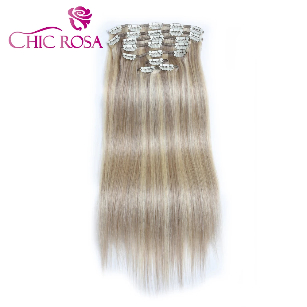 CHIC ROSA Clip In Hair Extension Piano Color 100 Gram Human Hair