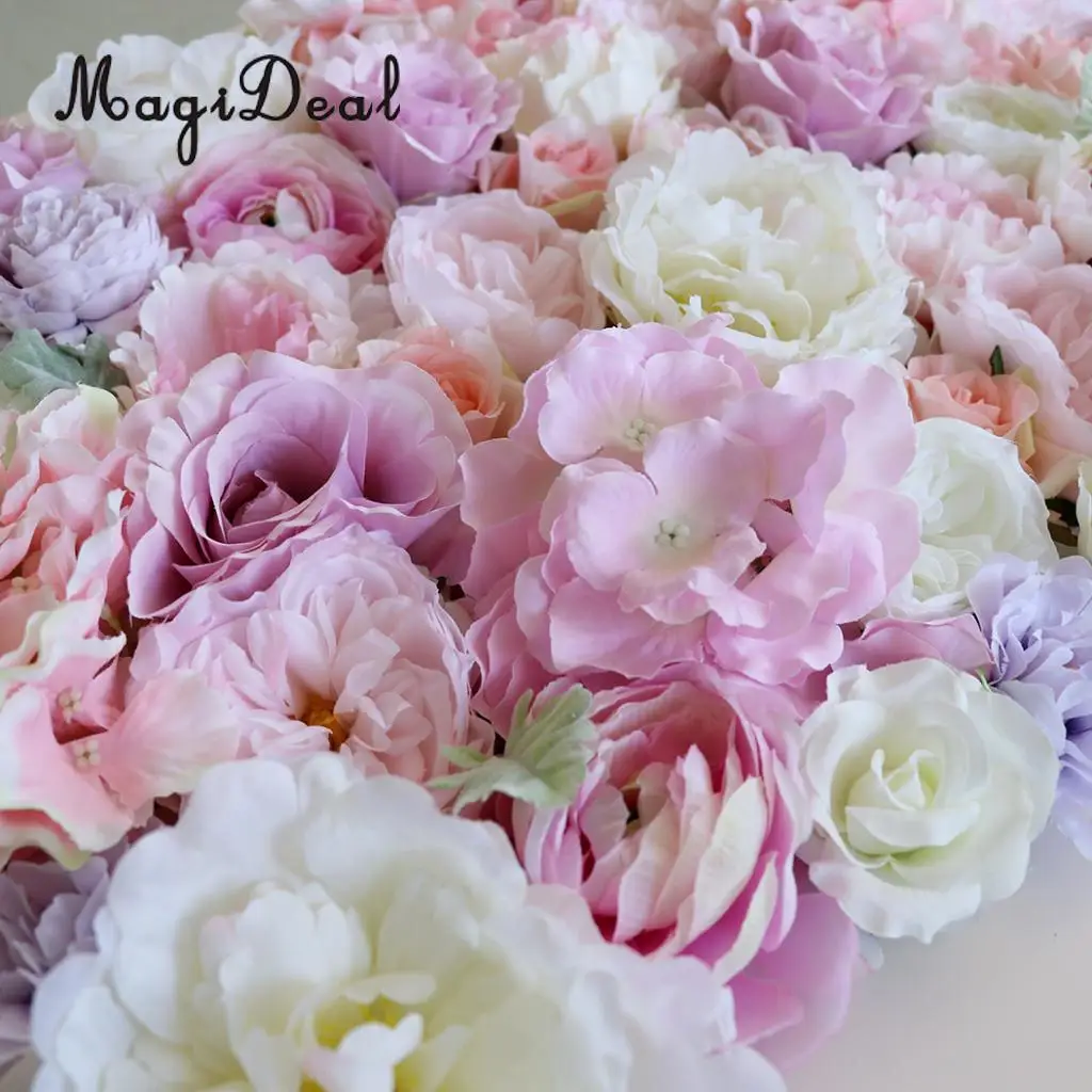 2x Artificial Flower Wall Panels Wedding Party Decor Photo Prop Pink Purple