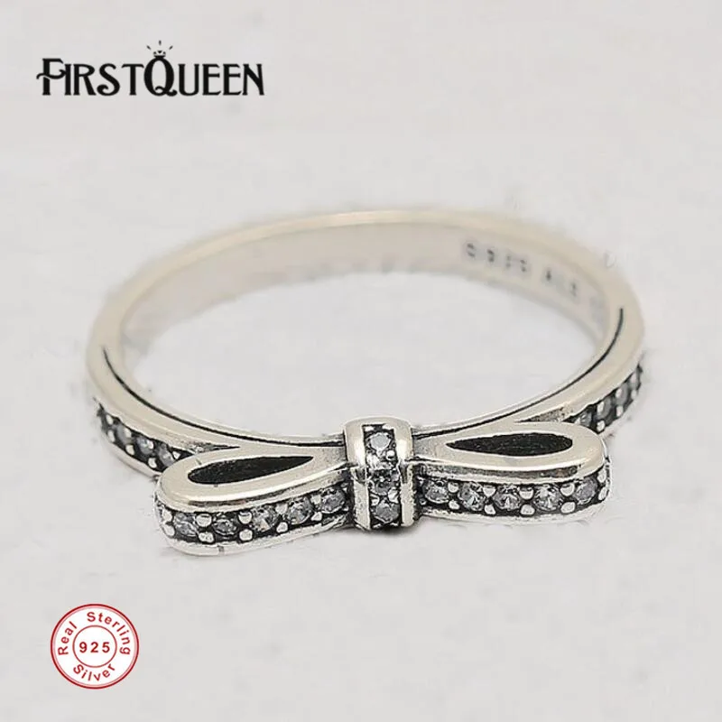 

FirstQueen Prata Silver Silver Parking Bow Figer Ring anillos de plata 925 Dropshipping For Jewelry Making