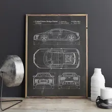 Entusiastas del coche, ilustraciones Audi R8, arte de la pared del coche, cartel del transporte, decoración de la habitación, impresión, blueprint, idea de regalo, decoraciones de pared