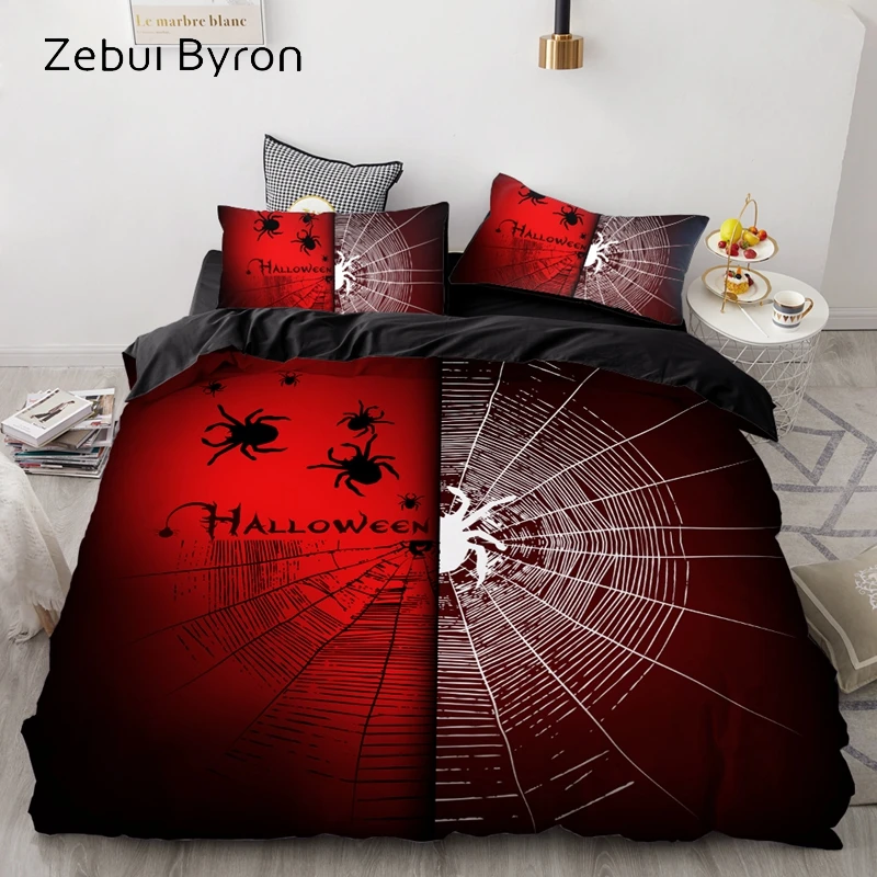 

3D Print Duvet Cover Set Custom/King/Europe/USA,Bedding Set Queen/King,Quilt/Blanket Cover Set Halloween Spider and Web