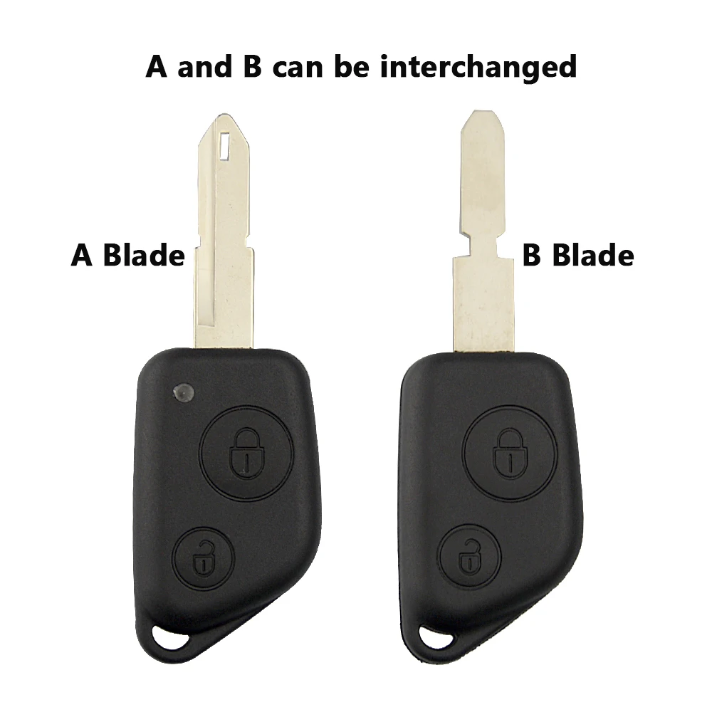 

OkeyTech 1/2PCS Replacement Remote Car Key Shell Case Blank Fob 2 Buttons A/B Blade for Peugeot 106 205 206 306 307 405 406