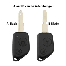 Okeytech chave do carro controle remoto, 1/2 peças, capa em branco, 2 botões, lâmina a/b para chave de carro peugeot 106 205 206 306 307