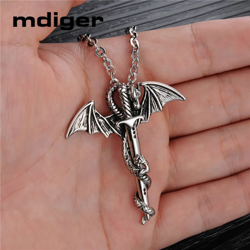 

Mdiger Dragon Golden Sword Necklaces 2017 Brand Men's Stainless Steel Necklace Pendants Jewelry Good Gift