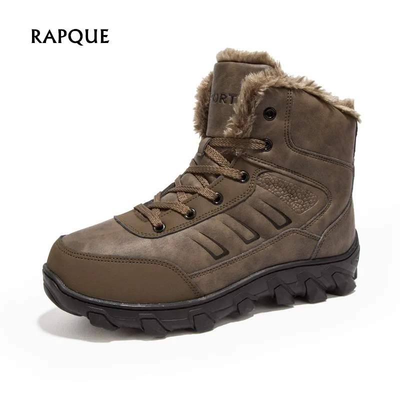 

Mens boots winter leather male snow boots cotton-padded shoes keep warm safety work safeti boots antiskid plus size 39-48