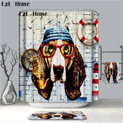 LzL домашняя Высококачественная занавеска для душа с забавными животными, водонепроницаемая занавеска для ванной комнаты, Экологичная занавеска - Цвет: Type 2
