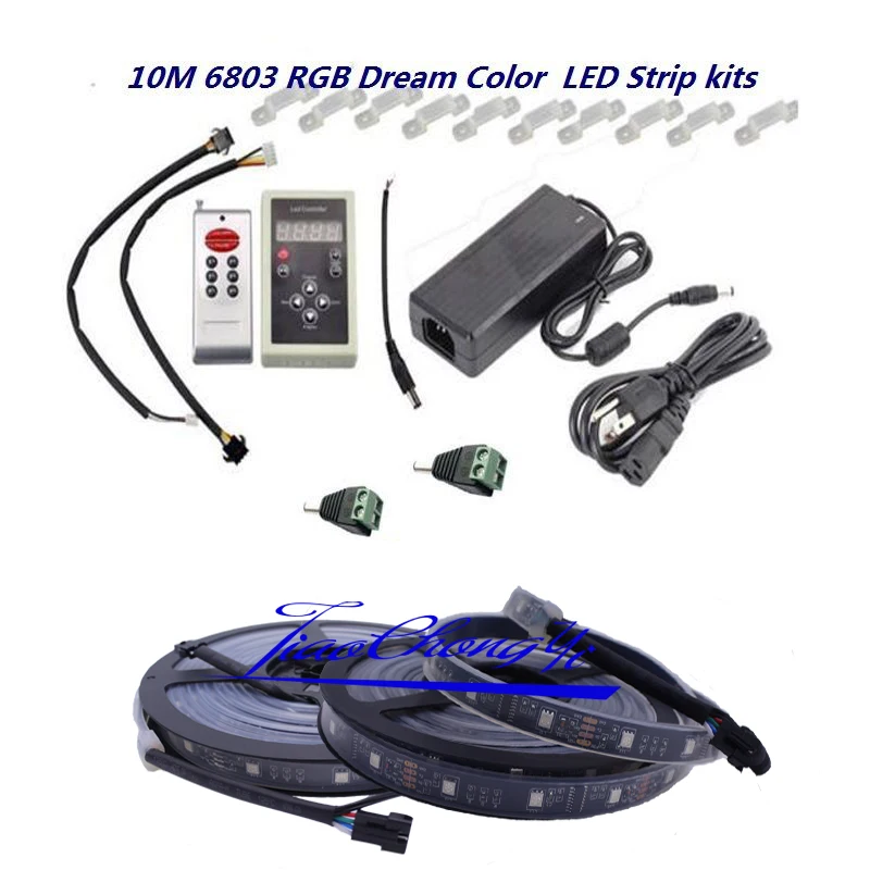 Новинка 5050 RGB Dream color 6803 Светодиодная лента Черная печатная плата+ IC 6803 RF пульт дистанционного управления+ адаптер питания