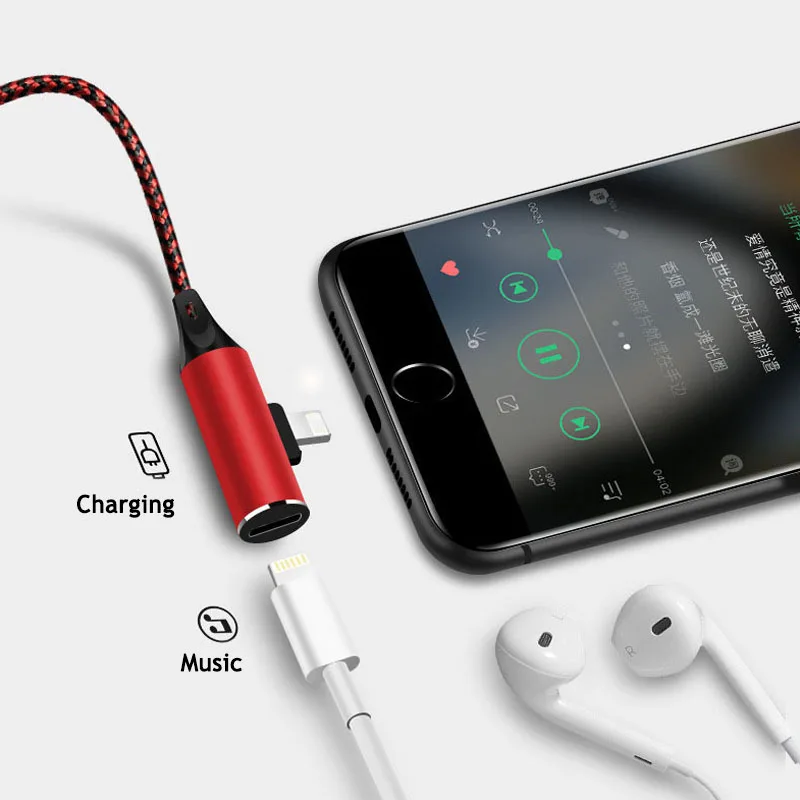

Audio Charging Dual Adapter Usb Charging Cable for Iphone Xs Max Xr X 8 7 6 Plus 6s 5 S Plus Ipad Mini Fast Charging Cables
