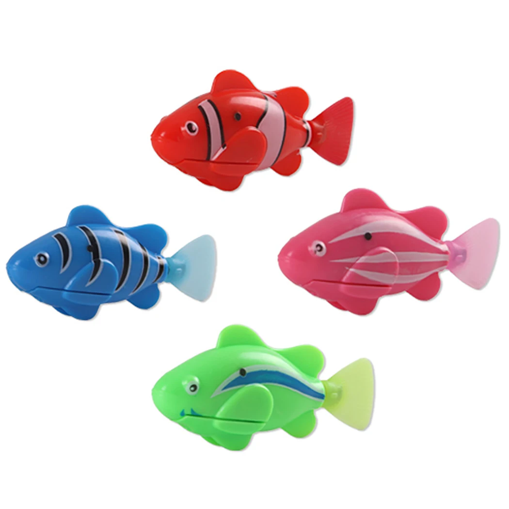 4pcs Игрушка для кошек водоактивные светодиоды плавательная рыба игрушка с водными сорняками и отвертка креативные светящиеся игрушки для домашних животных принадлежности для дрессировки животных - Цвет: 4pcs