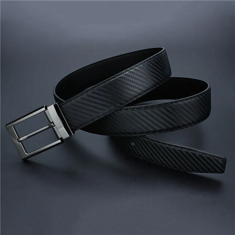 Men's Business Leather Belt Luxury Black Carbon Fiber Belts with ...
