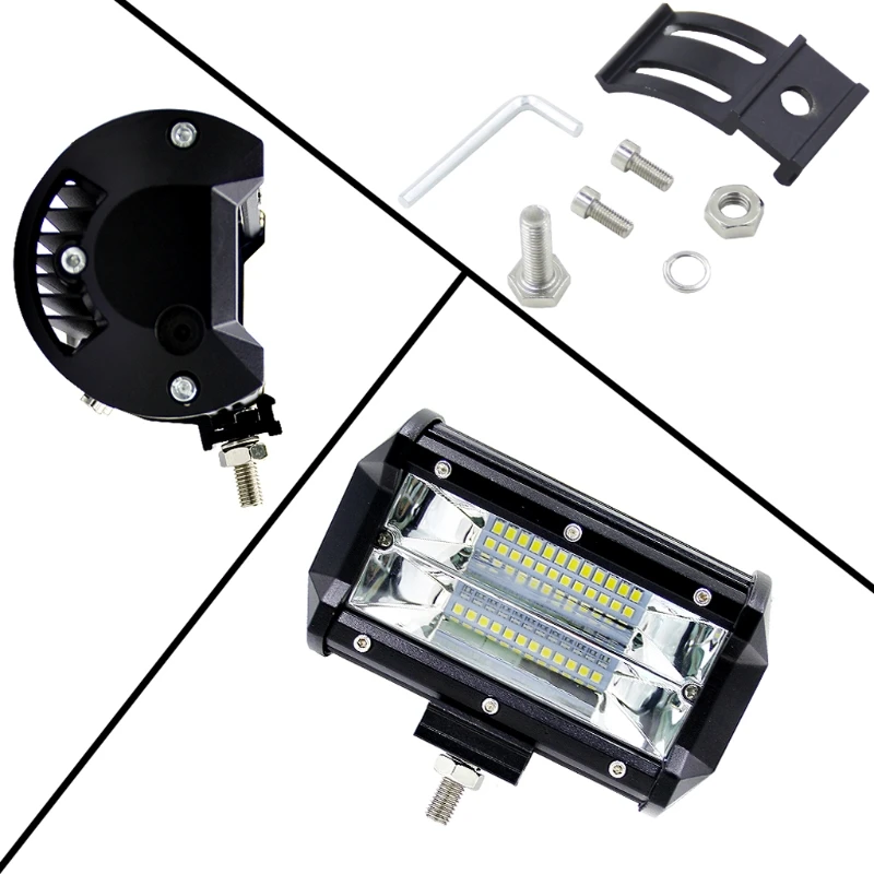 

5'' 72W LED Work Light Bar Flood Driving Lamp For Jeep Truck Boat Offroad Cool DC 10-48V 6000K Vehicle Light