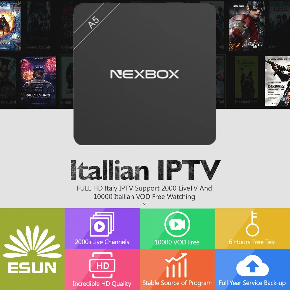 

NEXBOX A5 TV Box With 1 Year Configured Spain/French/Germany Albania/Italy/Portugal/EX-YU/Europe/xxx Set Top Box