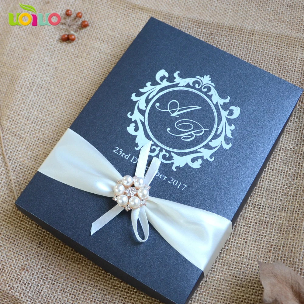  hot sell personalize lace wedding invitation card box hot sell wedding gift popular invitation card - 32914433480
