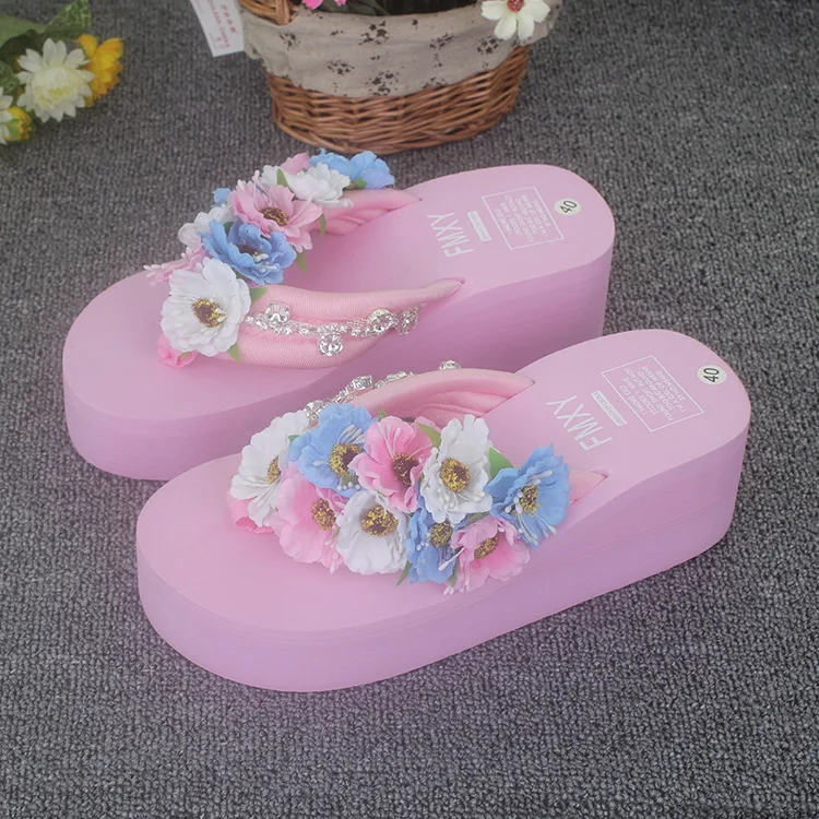 New Diamond Beach Handmade Flip Flops Slippers Beautiful Fashion Cheap Womens Wedges Shoes With High Heel Footwear Online49