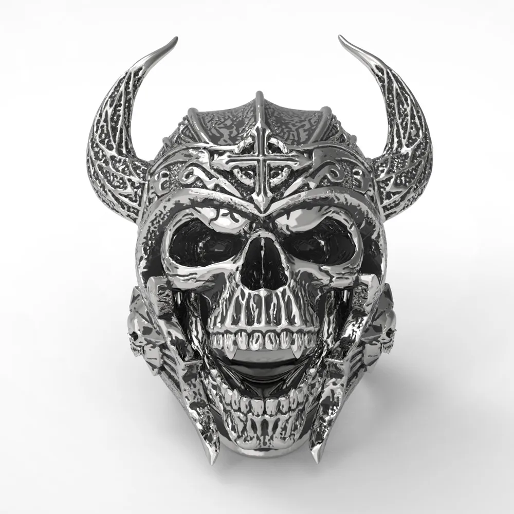

Stainless Steel Skull Ring Knights Templar Helmet Warrior Ring for Men