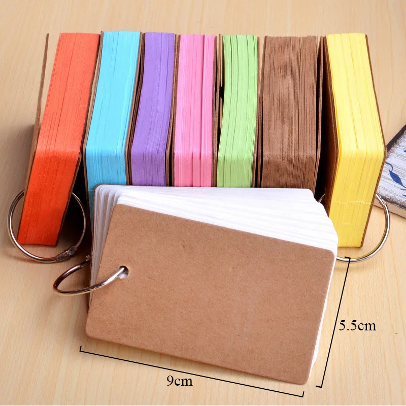 

50 Sheets Memo Pad Binder Ring Easy Flip Flash Cards Study Cards Colorful Kraft Paper Sticky Notes For Learning Cute Stationery