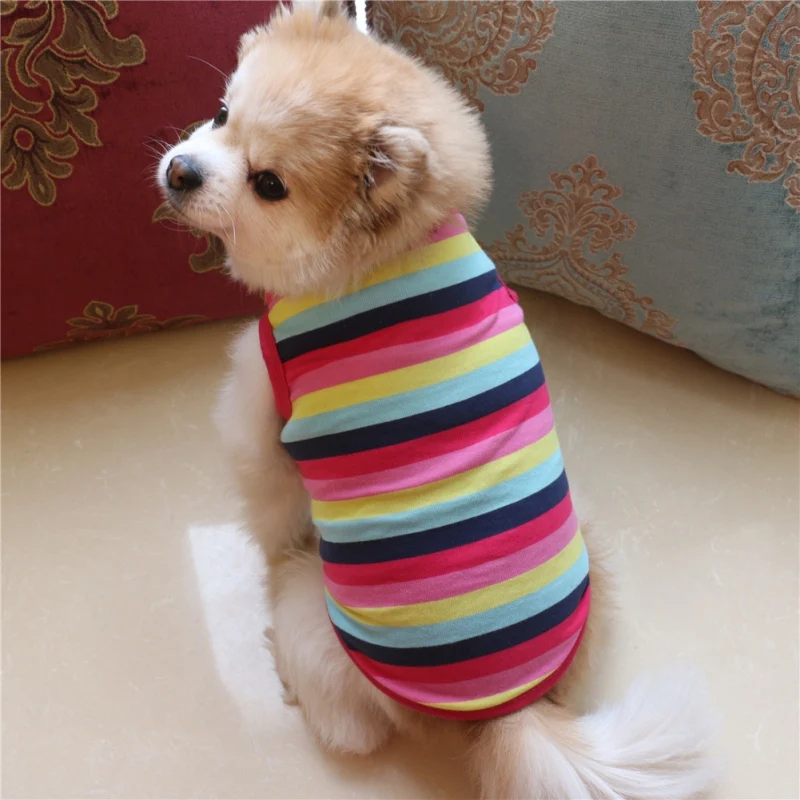 Полосатая Милая Одежда для собак, футболка для собак, кошек, мягкая одежда для щенков, летняя рубашка, повседневные жилеты для маленьких собак, домашние животные H1