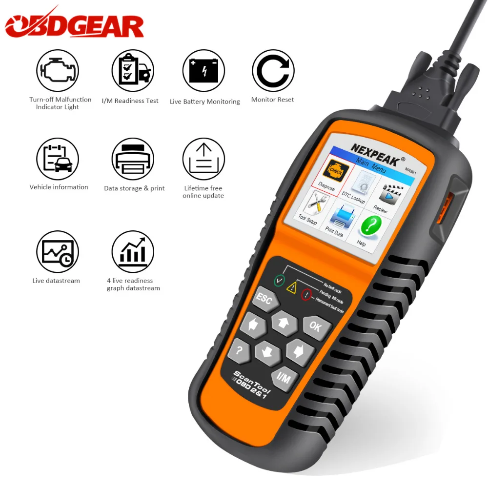 2019 OBD2 Autos scanner NEXPEAK NX501 Full ODB2 Scanner Supports Multi