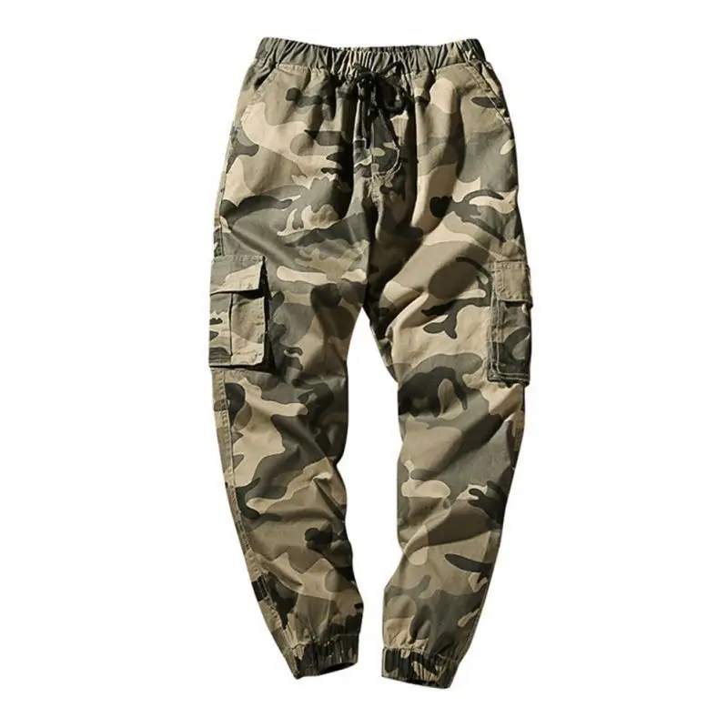 Хлопок Для мужчин s брюки для девочек осень карандашный гаремный брюки мужские Камуфлированные штаны, милитари брюки для девочек свободные удобные брюки карго джоггеры - Цвет: Хаки