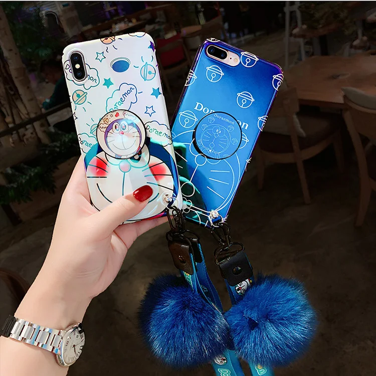 4 шт. для Sam S9 plus Doraemon мультяшный чехол мягкий Samsung Galaxy S10 S8 Note 9 Note8 + ремешок|Бамперы|