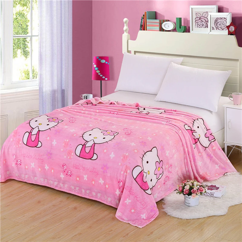 Cute Hello Kitty Family Blanket Soft Plush Bedroom Blanket Throw Cover 150*200cm
