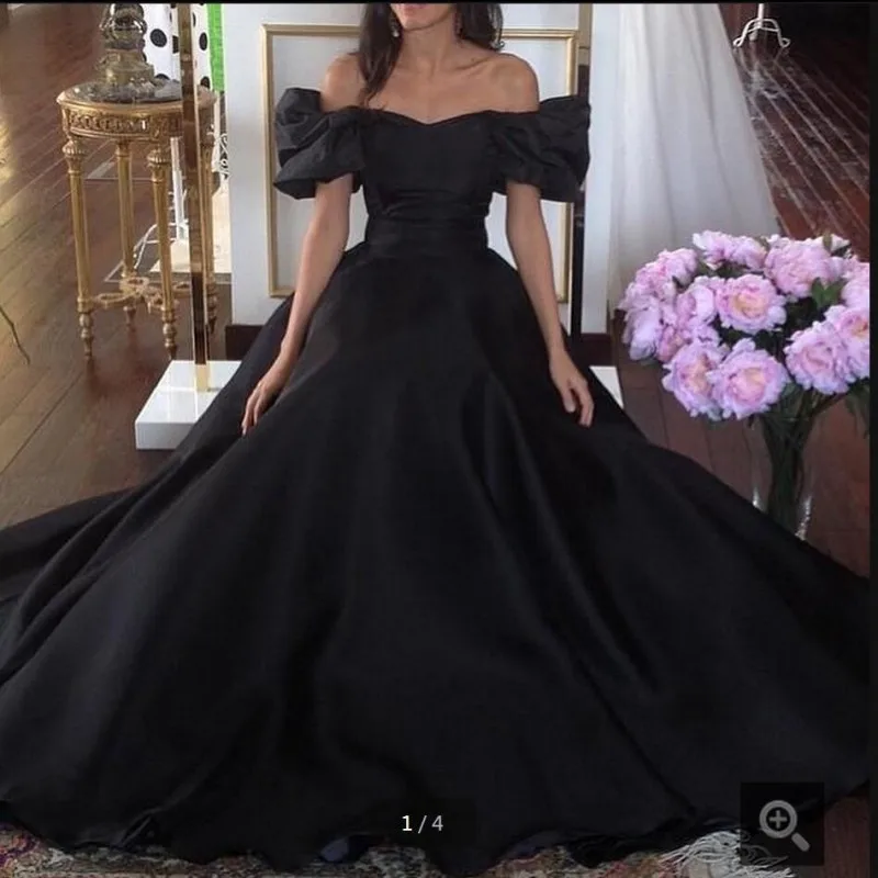 black prom dress off the shoulder