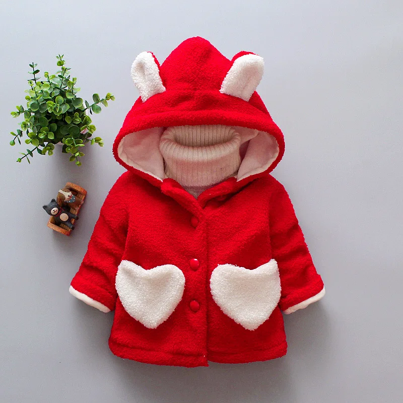 Зимние пальто для маленьких девочек; плотная бархатная верхняя одежда для новорожденных; толстовки с капюшоном для маленьких девочек; одежда для малышей