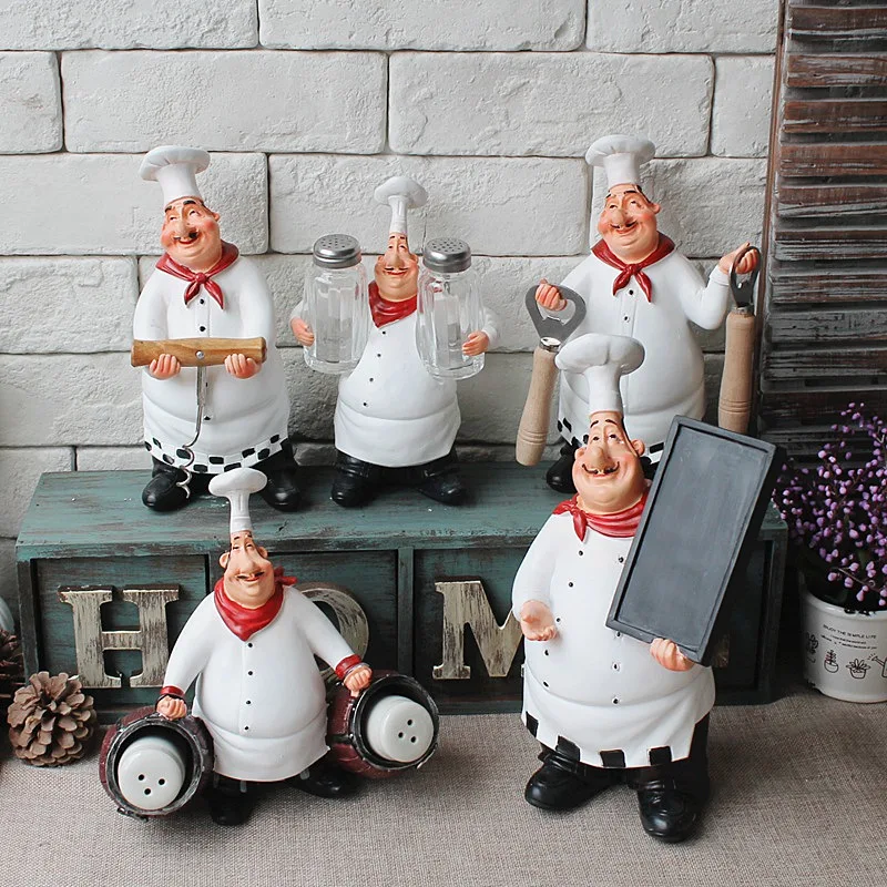 Artificial Chef Kitchen Decoration Figurines Miniatures Resin Ornament Vintage Home Decor Accessories For Restaurant Bar Shop3