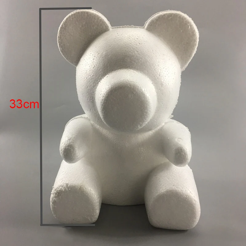 Foam Bear Mold PE Rose Artificial Flower Heads Rose Bear White Mold and Gift Box DIY Rose Bear Accessories Bag - Цвет: 35cm bear mold