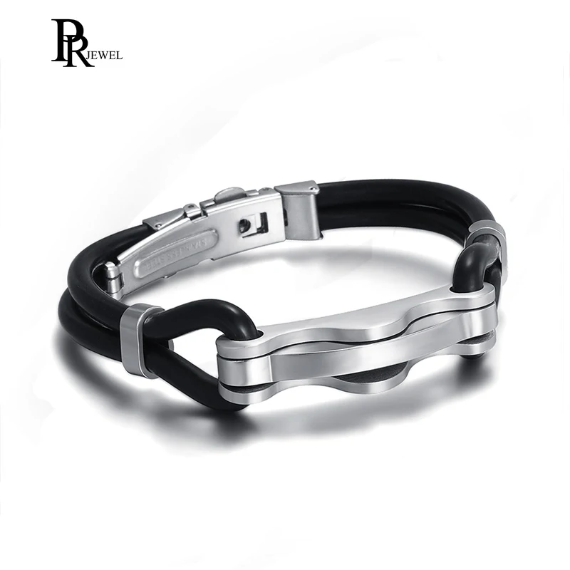 Buy Unisex 8mm Men's Stainless Steel Rubber Silicone