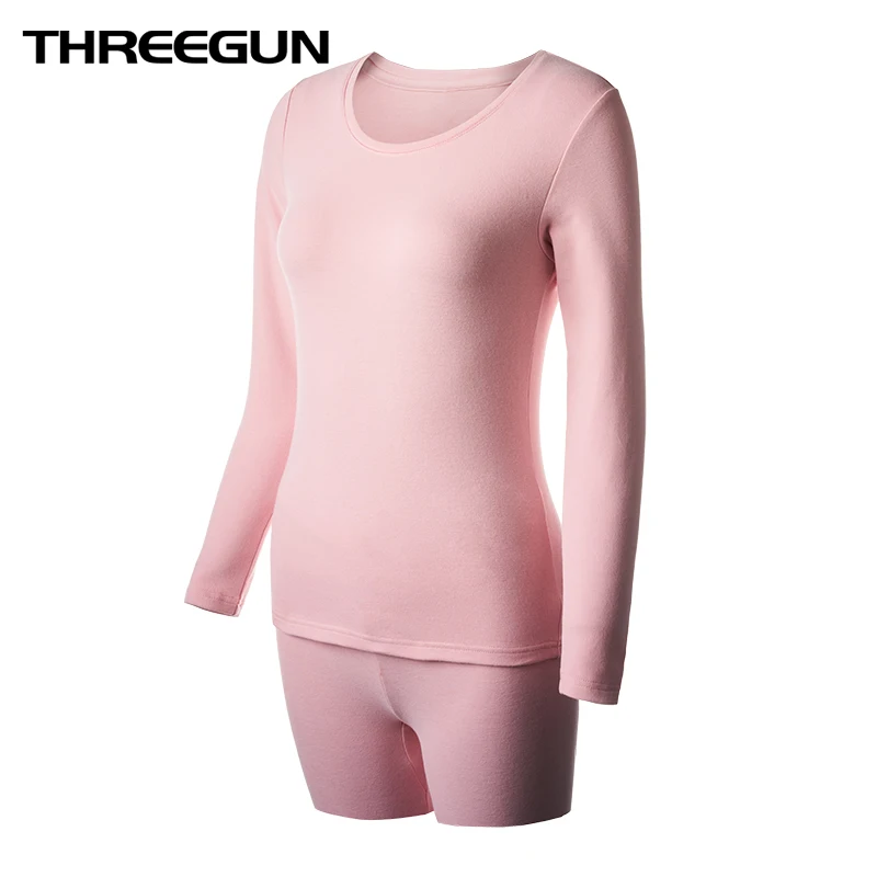 

THREEGUN Winter Thermal Underwear Sets Female Body Shaped Slim Ladies Long Johns Female Pajamas Warm Women Winter Thermo Clothes
