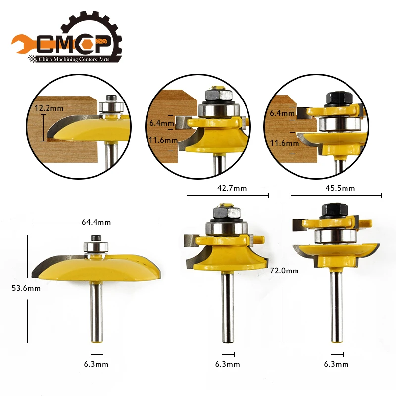 

free shipping ! 3pcs Router Bit Set for wood - 1/4" Shank carbide milling cutter marceneiro