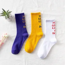 Новое поступление, забавные женские носки для скейтборда с буквенным принтом, хлопковые забавные женские хипстерские носки в стиле Харадзюку, Классные модные носки ulzzang