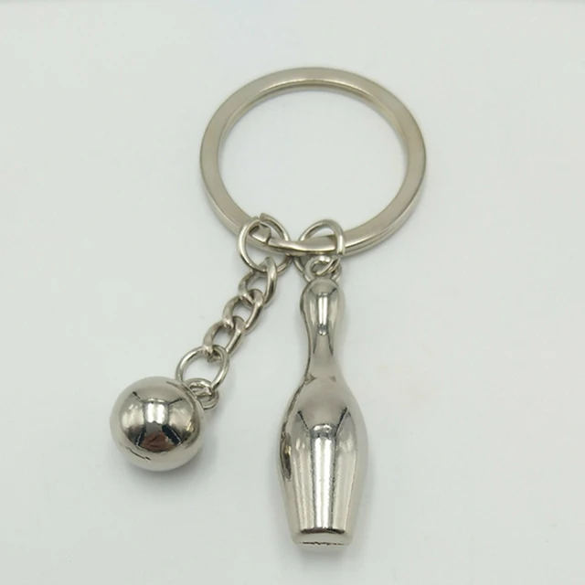 Best Price Hot Creative Bowling Couple Key Chain Metal Key Ring Pendant Creative Key Chain Bowling Club Promotion Small Gifts