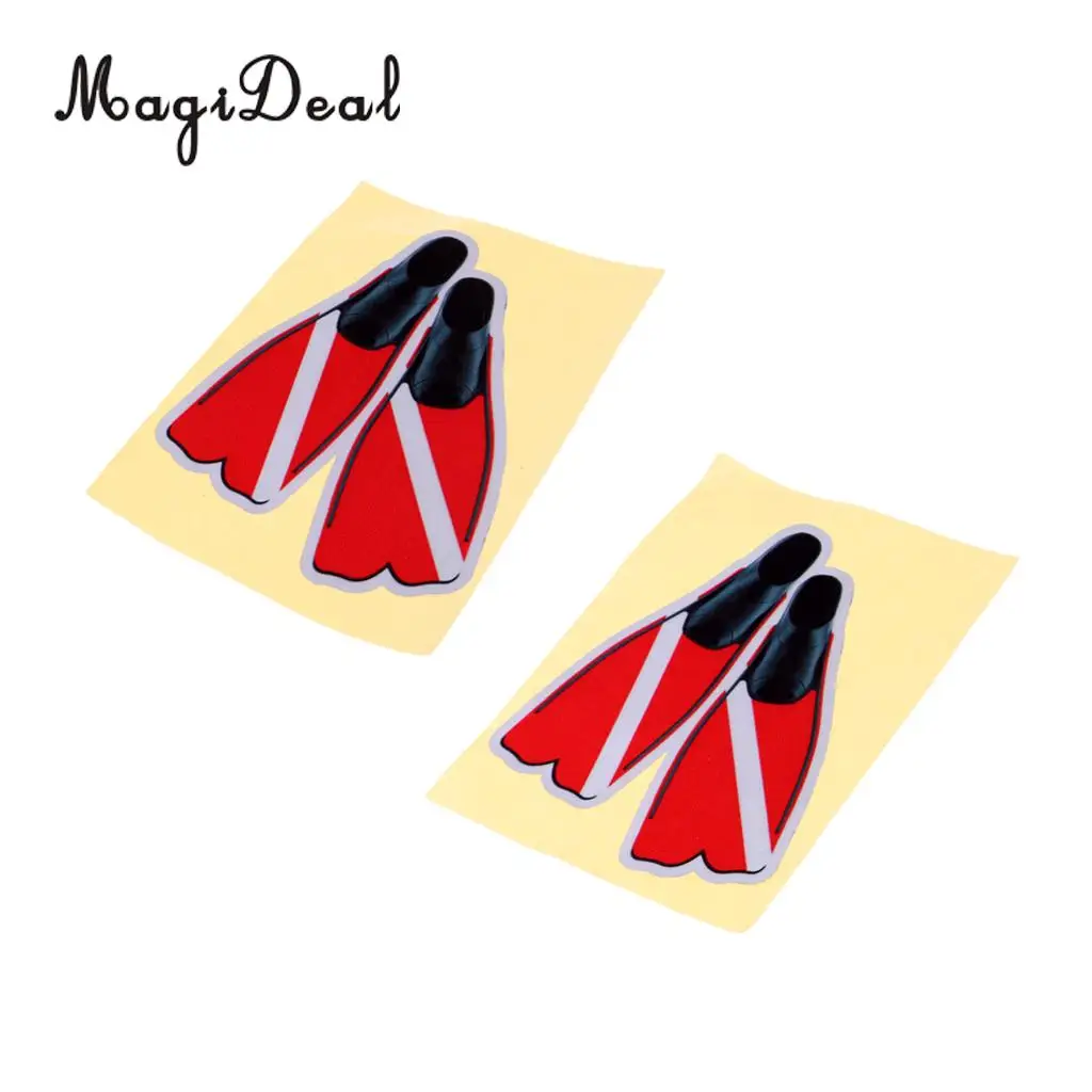 MagiDeal 2 cs Self-Adhesive Reflective Scuba Diving Diver Fins Sticker Flippers Decal for Swimming Car Truck Bumper Dinghy Decor