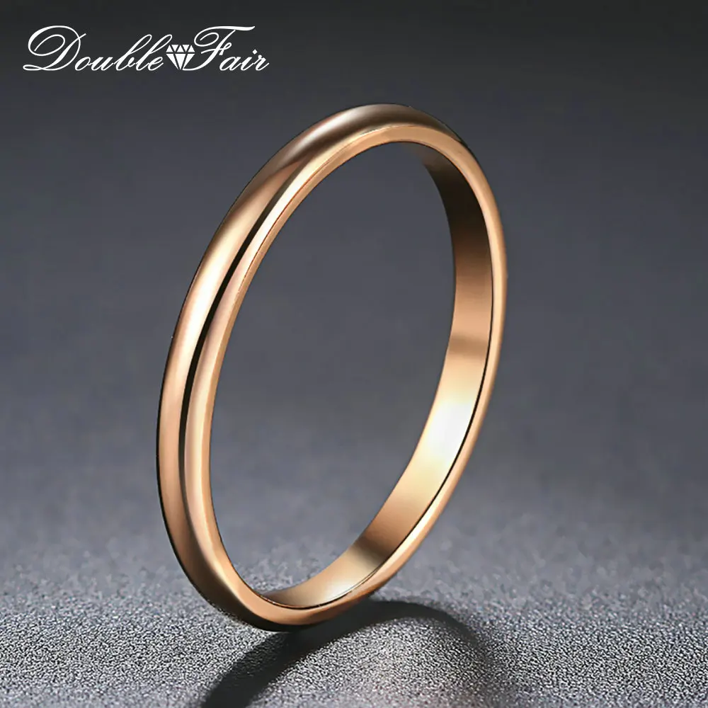 

Double Fair Titanium Steel Finger Rings For Women Party White/Rose Gold/Yellow/Black Gold Color Fashion Ring Jewelry DFR830M