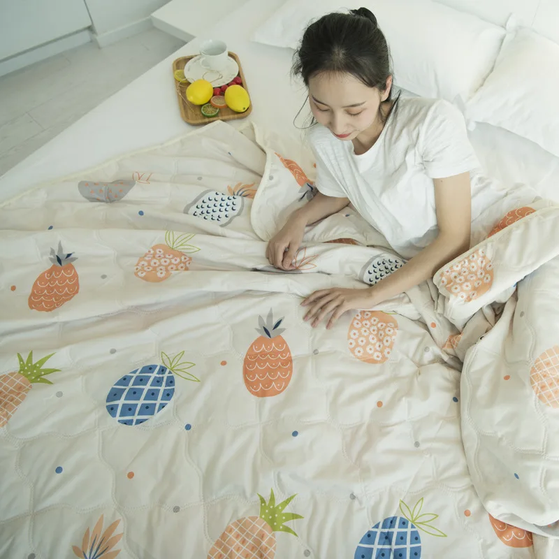 

Blanket Pineapple Plaid Bed Cover Thin Quilting Modern Thin Summer Quilt Children Kids cubrecamas de verano cobertor cama