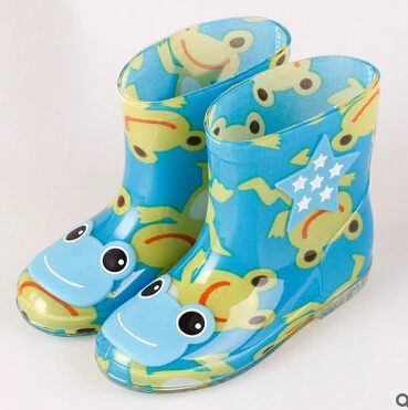 Иностранная детская непромокаемая обувь; Нескользящие сапоги; ботинки с четырьмя рисунками; Детские кашемировые теплые сапоги - Цвет: Небесно-голубой