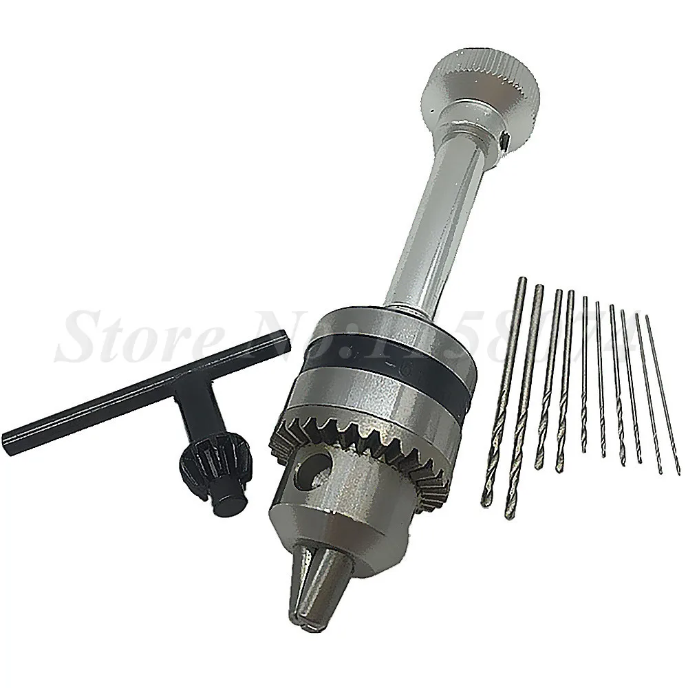 HSS Micro Twist Drill Bits & Swivel Head Pin Vise Hand Drill WChuck Key