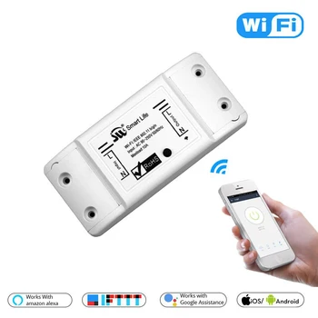 

4PCWireless Wifi Smart Light Switch Remote Control Automation Module DIY Timer Universal Smart Home Works with Alexa Google Home
