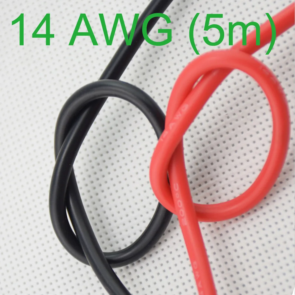 14AWG Калибр силиконовый провод гибкий многожильный медный кабель 5 м для RC черный красный 14AWG Калибр силиконовый провод гибкий многожильный медный кабель 5 м для RC черный красный