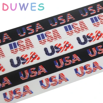 

DUWES 50yards usa printed grosgrain Ribbon Accessory hairbow headwear decoration Wholesale OEM D989