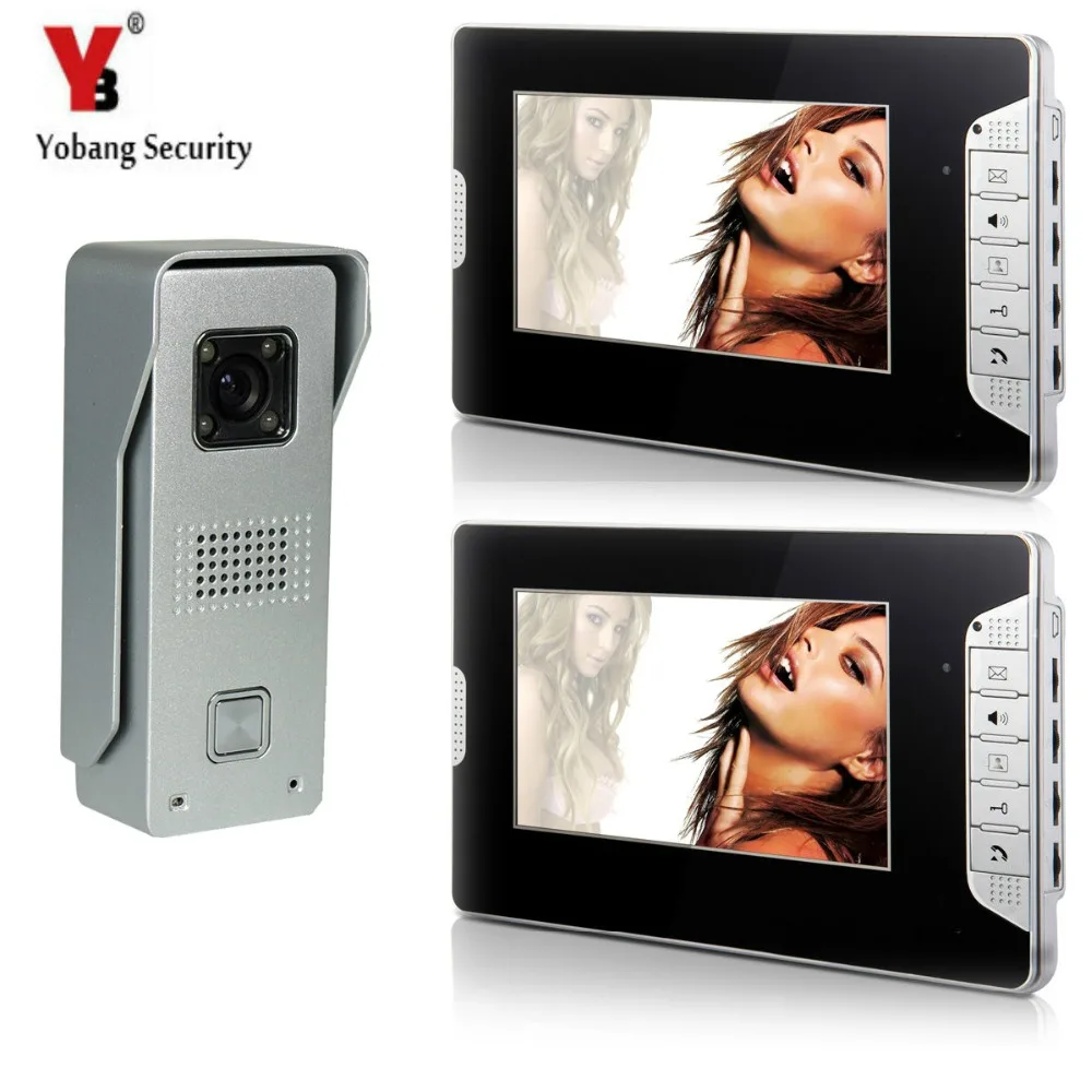 

YobangSecurity 7"Inch TFT Color Video Door Phone Intercom Doorbell 1-camera 2-monitor IR Night Vision Video Entry Interom System