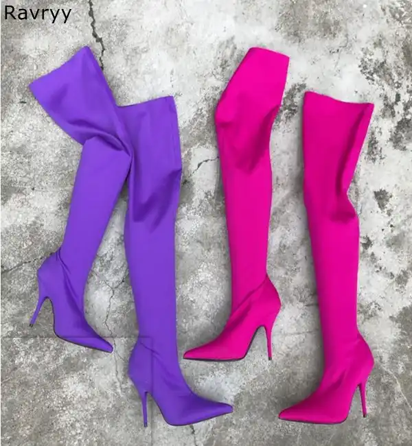 hot pink over the knee boots