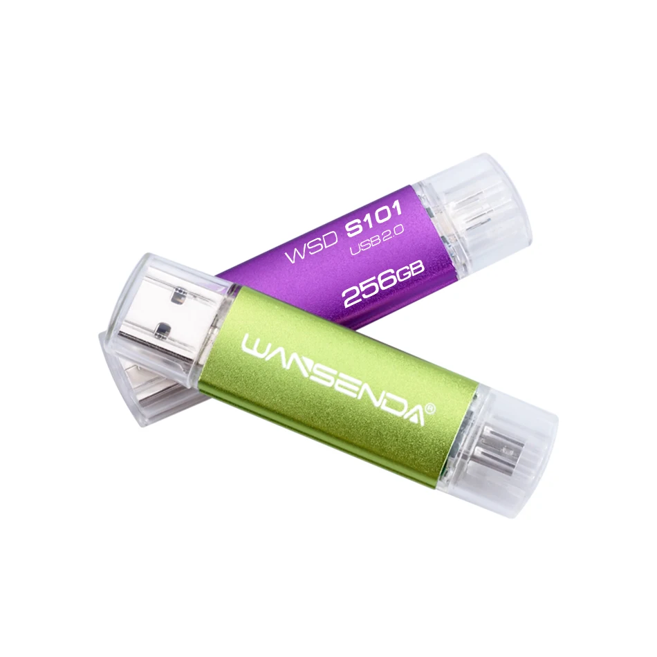 WANSENDA флэш накопитель USB 2 в 1 32 ГБ 64 128 256 ГБ|USB флэш-накопители| |
