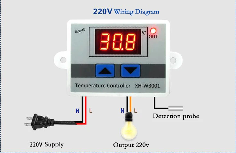 Цифровой термостат Температура Регулятор 12 V 24 V 110 V 220 V терморегулятор, термостат инкубатор Termometro XH-W3001