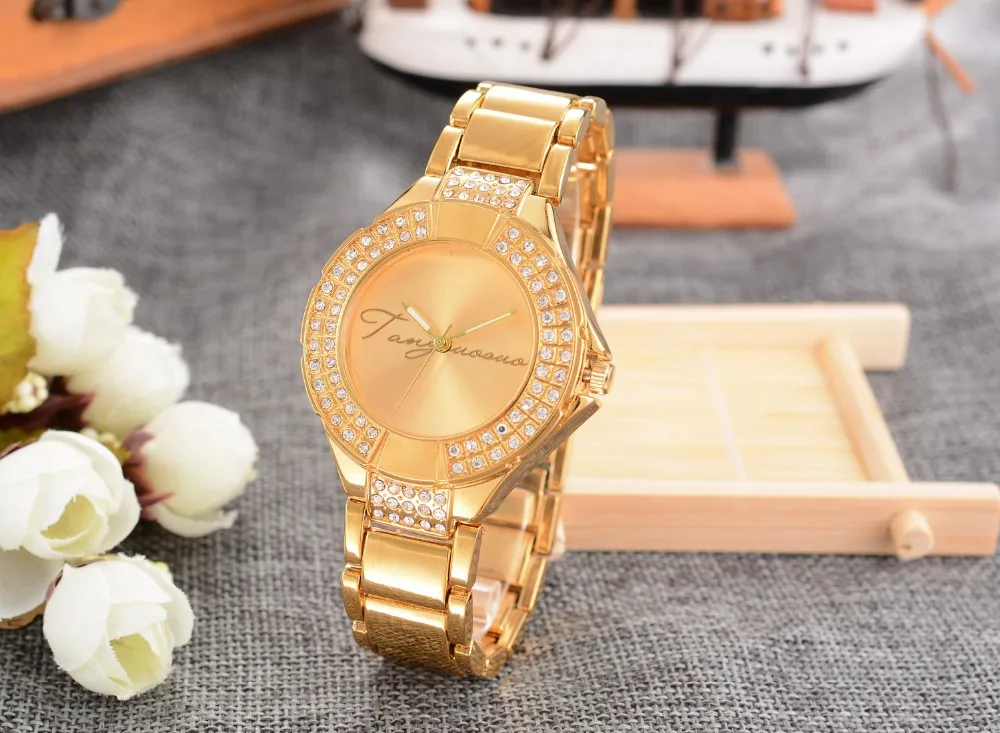 

Brand Crystal Diamond Fashion Quartz Watches Women Xmas gift steel strip Gold Ladies Bracelet Watch mujer reloje Montre Femme